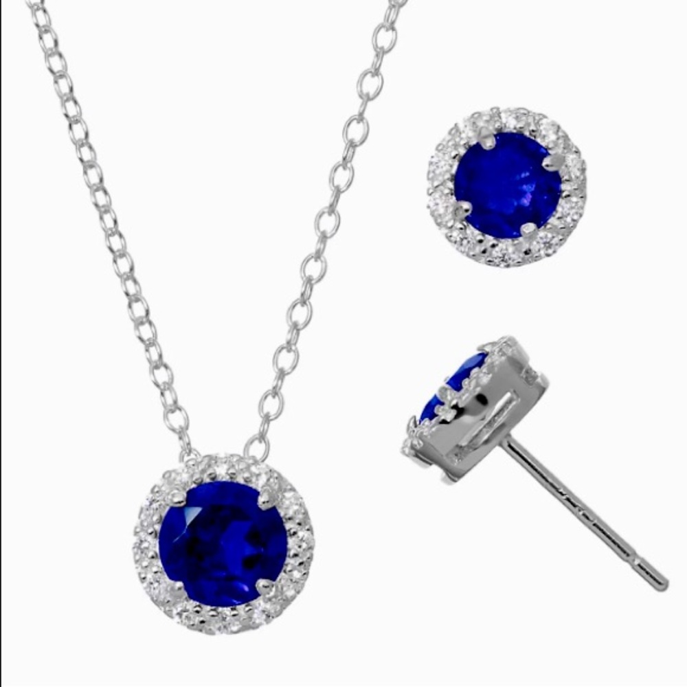 Devin Rose sapphire earrings and necklace set